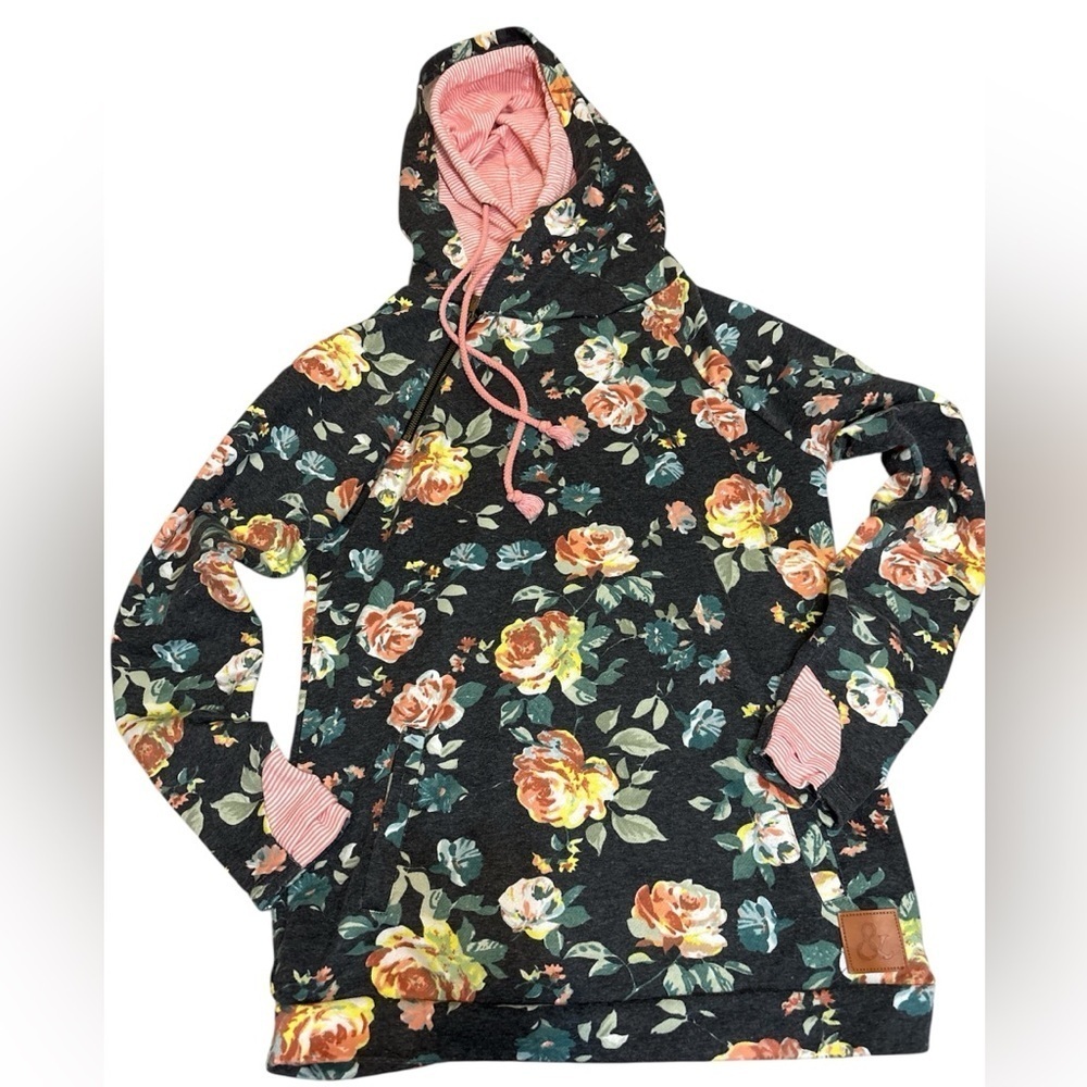 Floral Hoodie w/pockets. Ampersand Avenue W’s Med. reversible fabric - Picture 3 of 10